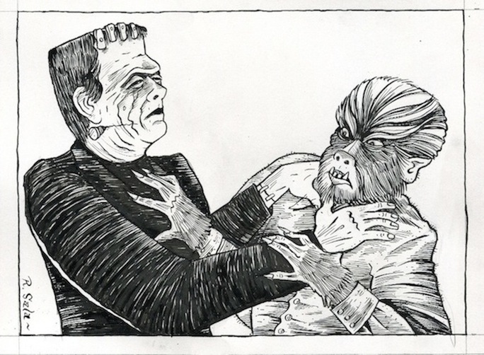 "Frankenstein Meets The Wolfman" is copyright ©2008 by Richard Sala.  All rights reserved.  Reproduction prohibited.