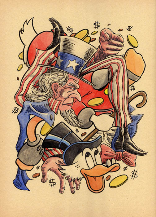 "CARTOON JUMBLE- UNCLE SAM & UNCLE SCROOGE" is copyright ©2008 by Jeremy Eaton.  All rights reserved.  Reproduction prohibited.