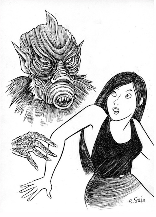 "ZAAT - Monster drawing" is copyright ©2008 by Richard Sala.  All rights reserved.  Reproduction prohibited.