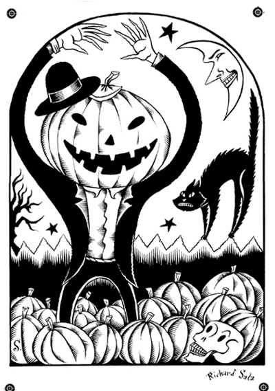 "Jack-O-Lantern Rising - Original" is copyright ©2008 by Richard Sala.  All rights reserved.  Reproduction prohibited.