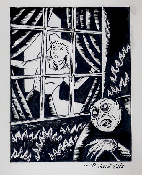 "Judy Drood - Portrait at the window." is copyright ©2008 by Richard Sala.  All rights reserved.  Reproduction prohibited.