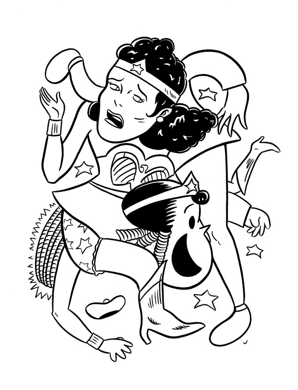 "CARTOON JUMBLE INK ART, WONDER WOMAN & LITTLE LULU" is copyright ©2008 by Jeremy Eaton.  All rights reserved.  Reproduction prohibited.