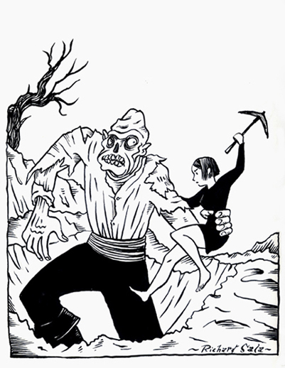 "Peculia Meets The Subterranean Giant" is copyright ©2008 by Richard Sala.  All rights reserved.  Reproduction prohibited.