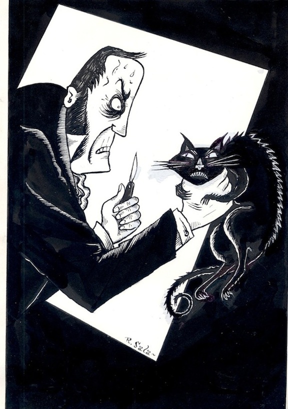 "The Black Cat - by Poe - Illustration" is copyright ©2008 by Richard Sala.  All rights reserved.  Reproduction prohibited.