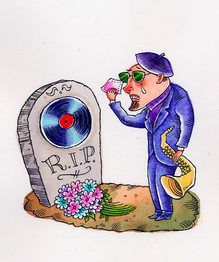 "Rest in Piece, Vinyl Friend" is copyright ©2008 by Richard Sala.  All rights reserved.  Reproduction prohibited.