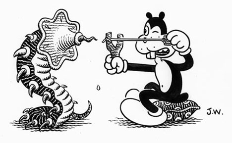 "Bullspizzle" is copyright ©2008 by Jim Woodring.  All rights reserved.  Reproduction prohibited.