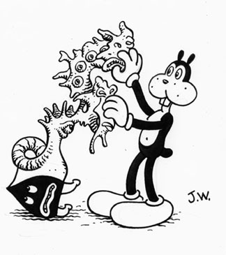 "PULLOUT" is copyright ©2008 by Jim Woodring.  All rights reserved.  Reproduction prohibited.