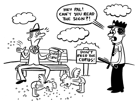 "Nickelodeon gag #43-Cupid Chow" is copyright &copy;2008 by Johnny Ryan.  All rights reserved.  Reproduction prohibited.