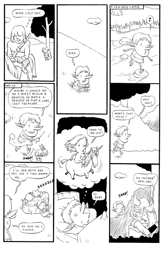 "An Elf's Lot, SPX 2005, page 2" is copyright ©2008 by Martin Cendreda.  All rights reserved.  Reproduction prohibited.