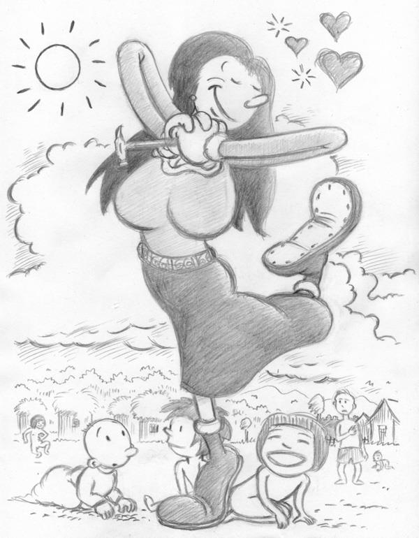 "CARTOON JUMBLE PENCIL - OLIVE OYL & LUBA" is copyright ©2008 by Jeremy Eaton.  All rights reserved.  Reproduction prohibited.