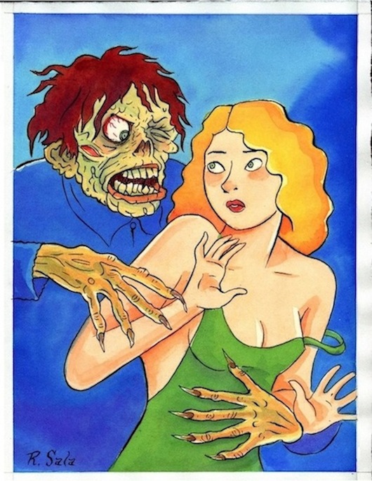 "SHOCK MONSTER" is copyright ©2008 by Richard Sala.  All rights reserved.  Reproduction prohibited.