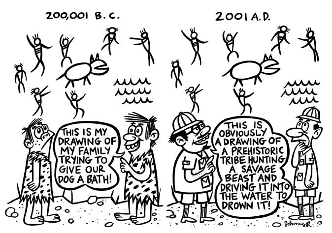 "Nickelodeon Gag #18- Cave Painting" is copyright &copy;2008 by Johnny Ryan.  All rights reserved.  Reproduction prohibited.