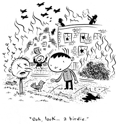 "'Ooh, look ... a birdie.'" is copyright &copy;2008 by Ivan Brunetti.  All rights reserved.  Reproduction prohibited.