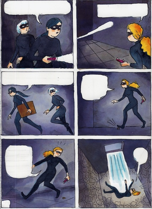 "Cat Burglar Black Preliminary/Rough art - p 74" is copyright ©2008 by Richard Sala.  All rights reserved.  Reproduction prohibited.