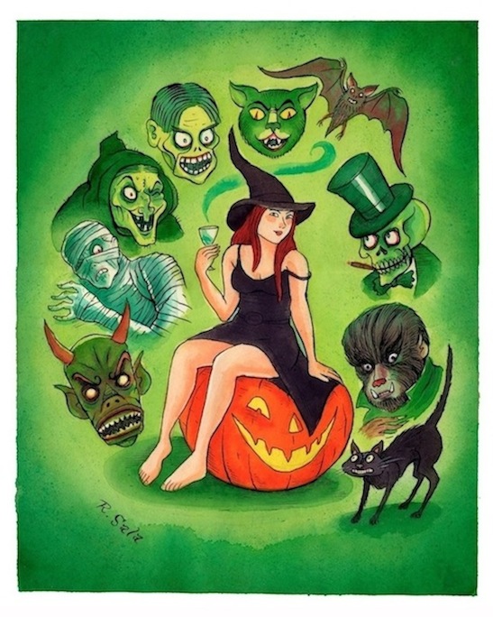 "Bewitching - Halloween 2016" is copyright ©2008 by Richard Sala.  All rights reserved.  Reproduction prohibited.