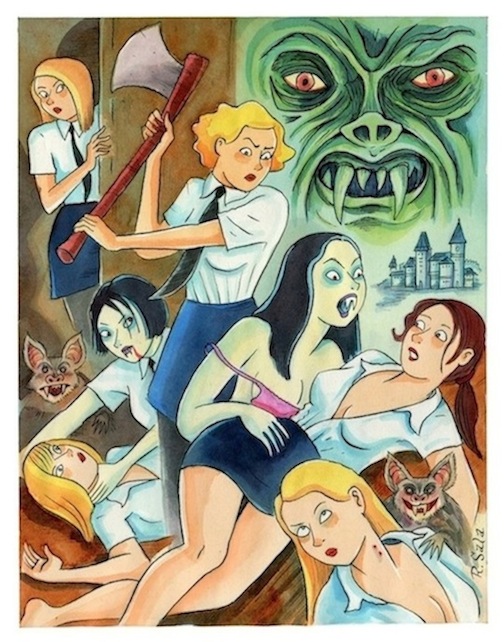 "Weird Mysteries 1: Vampires in a Girls Dormitory" is copyright ©2008 by Richard Sala.  All rights reserved.  Reproduction prohibited.