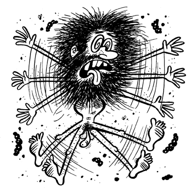 "VICE magazine- Psychopaths: Poo-Flinger" is copyright &copy;2008 by Johnny Ryan.  All rights reserved.  Reproduction prohibited.