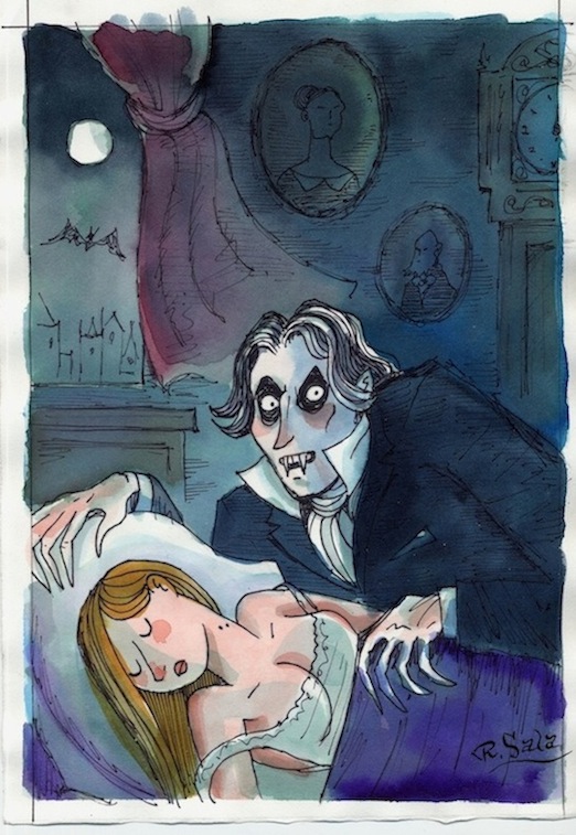 "Shadow of Dracula - COLOR SKETCH" is copyright ©2008 by Richard Sala.  All rights reserved.  Reproduction prohibited.