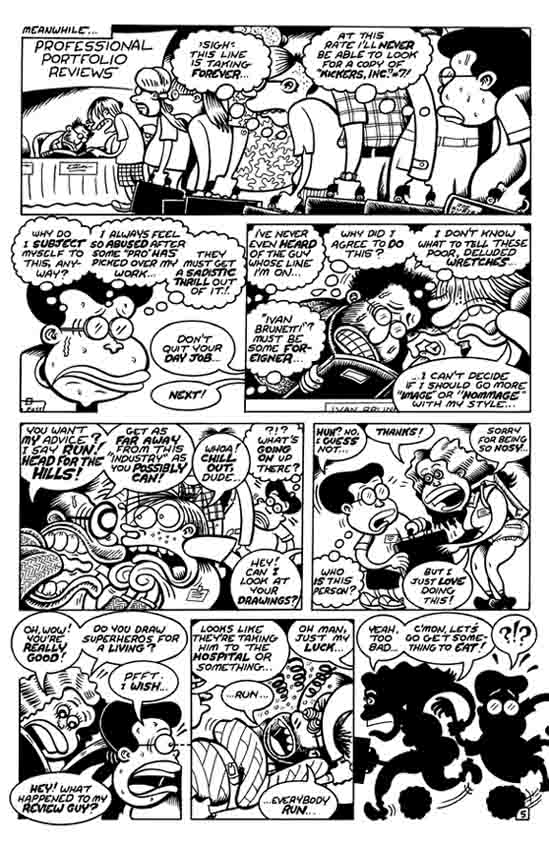 "Sweatshop #5 Pg. 5" is copyright ©2008 by Peter Bagge.  All rights reserved.  Reproduction prohibited.