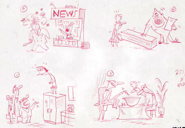 "Washington Post - 4 For The Price Of 1." is copyright ©2008 by Bob Staake.  All rights reserved.  Reproduction prohibited.