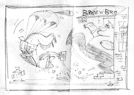 "Washington Post - Brew 'n' Bro (Sketch)" is copyright ©2008 by Bob Staake.  All rights reserved.  Reproduction prohibited.