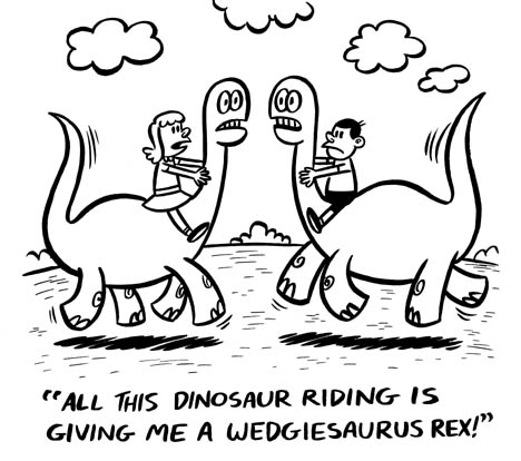 "Nickelodeon Gag #34-Dino-riders" is copyright &copy;2008 by Johnny Ryan.  All rights reserved.  Reproduction prohibited.