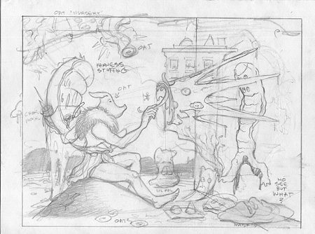 "Study for THE ARTIST'S EYE" is copyright ©2008 by Jim Woodring.  All rights reserved.  Reproduction prohibited.
