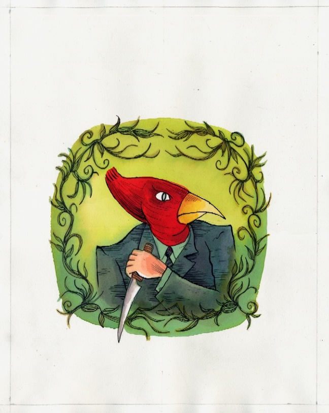 "The Bloody Cardinal - Portrait for Title Page" is copyright ©2008 by Richard Sala.  All rights reserved.  Reproduction prohibited.