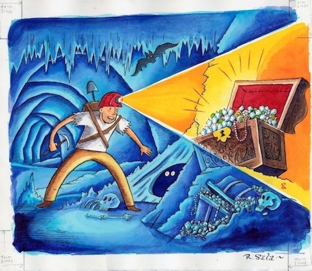 "Cave Explorer - Illustration" is copyright ©2008 by Richard Sala.  All rights reserved.  Reproduction prohibited.