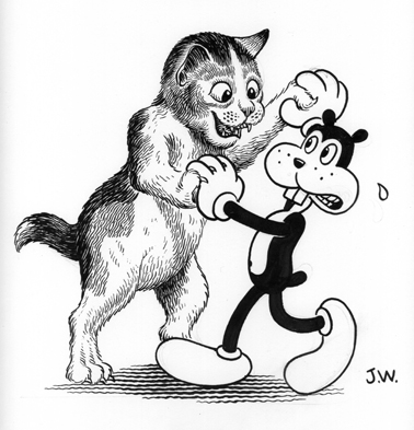 "KITTENFIGHT" is copyright ©2008 by Jim Woodring.  All rights reserved.  Reproduction prohibited.