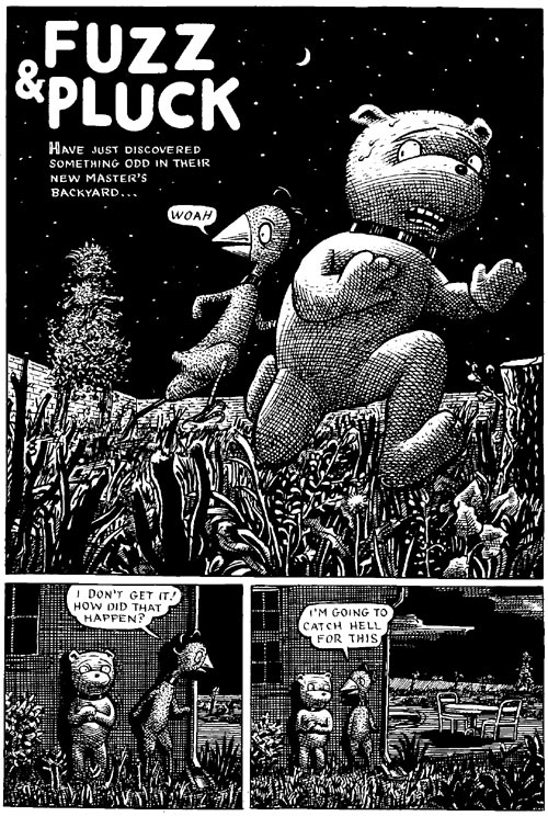 "Fuzz & Pluck chapter 3, page 1" is copyright ©2008 by Ted Stearn.  All rights reserved.  Reproduction prohibited.