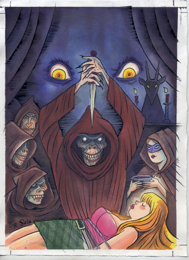 "Sacrifice for Satan!" is copyright ©2008 by Richard Sala.  All rights reserved.  Reproduction prohibited.