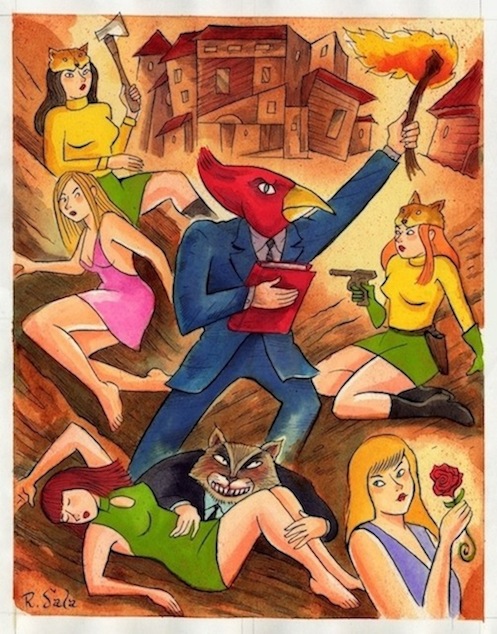 "The Bloody Cardinal - Splash Page" is copyright ©2008 by Richard Sala.  All rights reserved.  Reproduction prohibited.