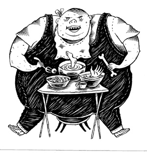 ""Ghastly Ones" Fat Cannibal" is copyright ©2008 by Richard Sala.  All rights reserved.  Reproduction prohibited.