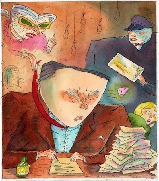 "Hate Mail (watercolor)" is copyright ©2008 by Richard Sala.  All rights reserved.  Reproduction prohibited.