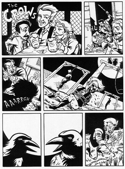 "The Crows page 1" is copyright ©2008 by Dean Haspiel.  All rights reserved.  Reproduction prohibited.