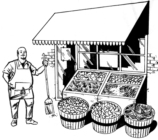 "Fruit Stand" is copyright ©2008 by Dean Haspiel.  All rights reserved.  Reproduction prohibited.