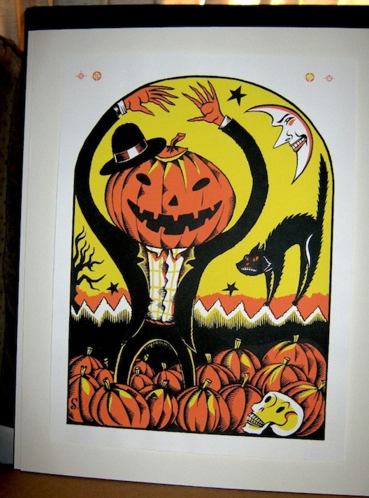 "HALLOWEEN Silkscreen #2 Jack-O-Lantern Rising" is copyright ©2008 by Richard Sala.  All rights reserved.  Reproduction prohibited.