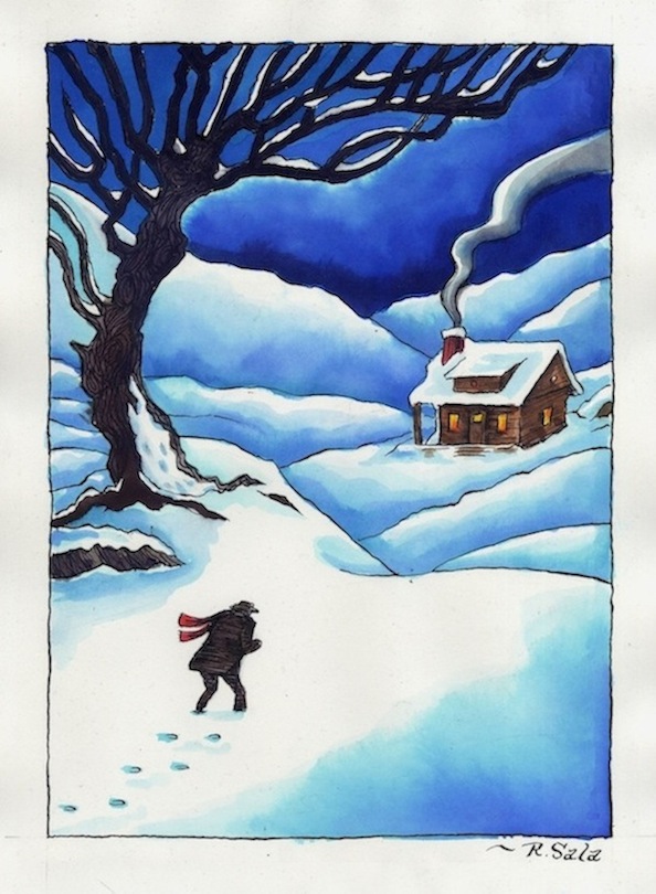 "Journey's End (2015 Xmas card art)" is copyright ©2008 by Richard Sala.  All rights reserved.  Reproduction prohibited.