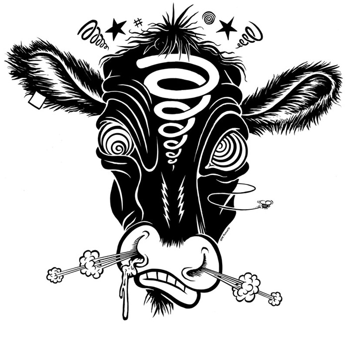 "Crackpot Cow" is copyright ©2008 by Pat Moriarity.  All rights reserved.  Reproduction prohibited.