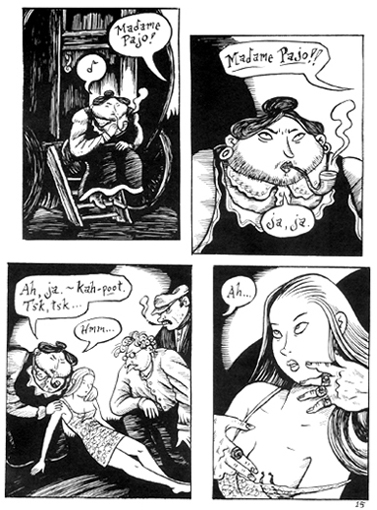 "Peculia & the Groon Grove Vampires p.15" is copyright ©2008 by Richard Sala.  All rights reserved.  Reproduction prohibited.