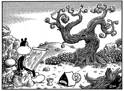 "FRANK DRAWS THE TREE" is copyright ©2008 by Jim Woodring.  All rights reserved.  Reproduction prohibited.