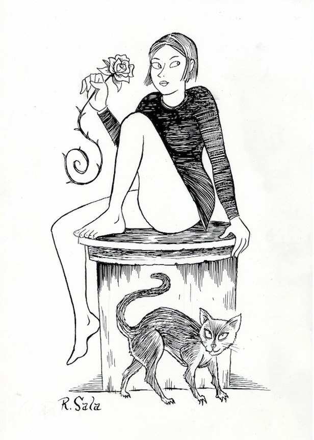 "Peculia - Portrait with cat" is copyright ©2008 by Richard Sala.  All rights reserved.  Reproduction prohibited.