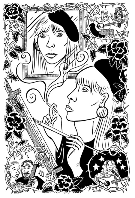 "Joni Mitchell illustration" is copyright ©2008 by Mary Fleener.  All rights reserved.  Reproduction prohibited.
