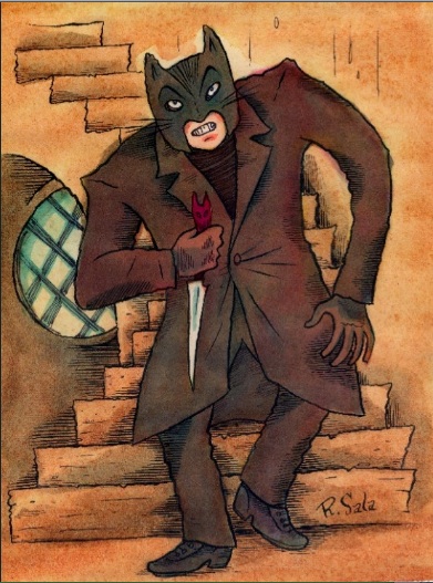 "The Creeping Cat" is copyright ©2008 by Richard Sala.  All rights reserved.  Reproduction prohibited.