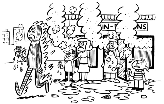 "MAD MAGAZINE- Fantastic Four/Ice Cream" is copyright &copy;2008 by Johnny Ryan.  All rights reserved.  Reproduction prohibited.