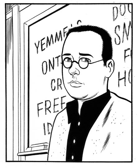 "Fast Company:  Portrait of Fricke" is copyright ©2008 by Daniel Clowes.  All rights reserved.  Reproduction prohibited.