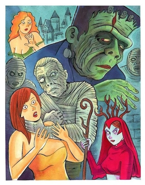 "Weird Mysteries 5: Frankenstein Meets the Mummies" is copyright ©2008 by Richard Sala.  All rights reserved.  Reproduction prohibited.