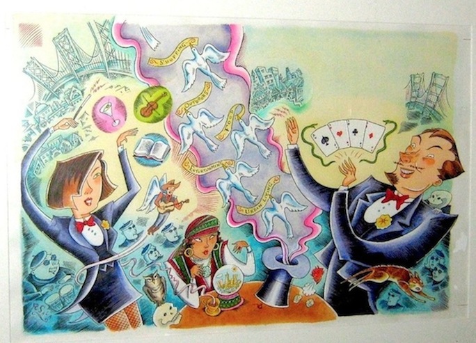 "Magician Wrap-Around Cover Illustration" is copyright ©2008 by Richard Sala.  All rights reserved.  Reproduction prohibited.