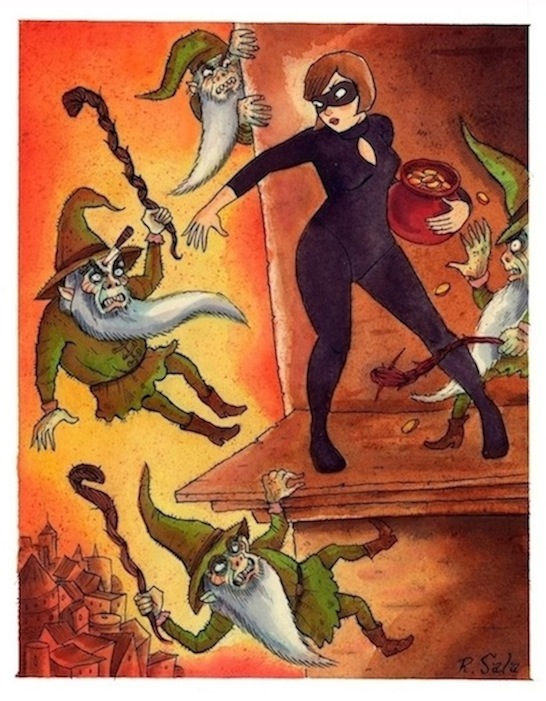 "CAT BURGLAR X - The Little People" is copyright ©2008 by Richard Sala.  All rights reserved.  Reproduction prohibited.